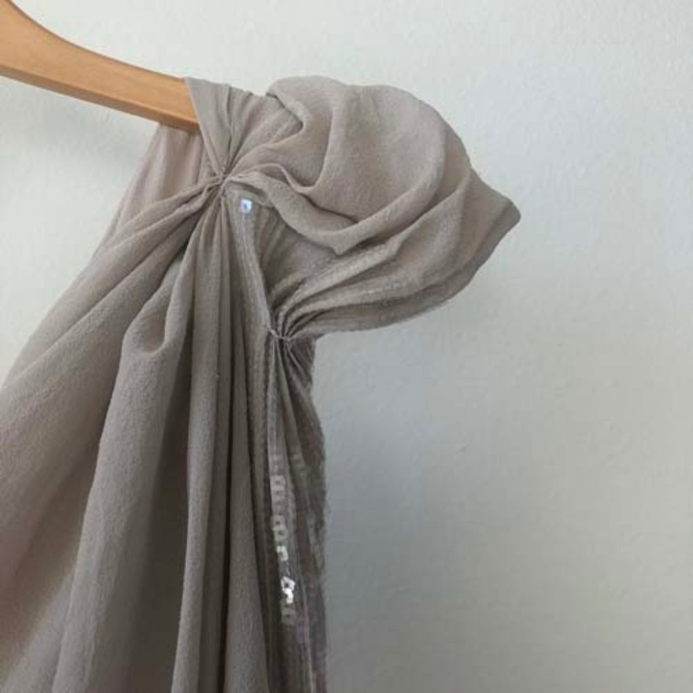 Max Studio Asymmetrical Cream Dress - Picture 4 of 7